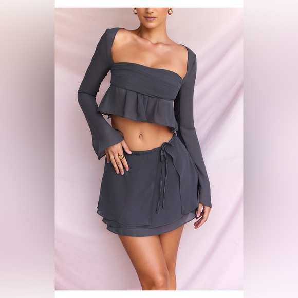 NWT House Of CB Clarice Shadow Floaty Layered Mini Skirt - Picture 5 of 13